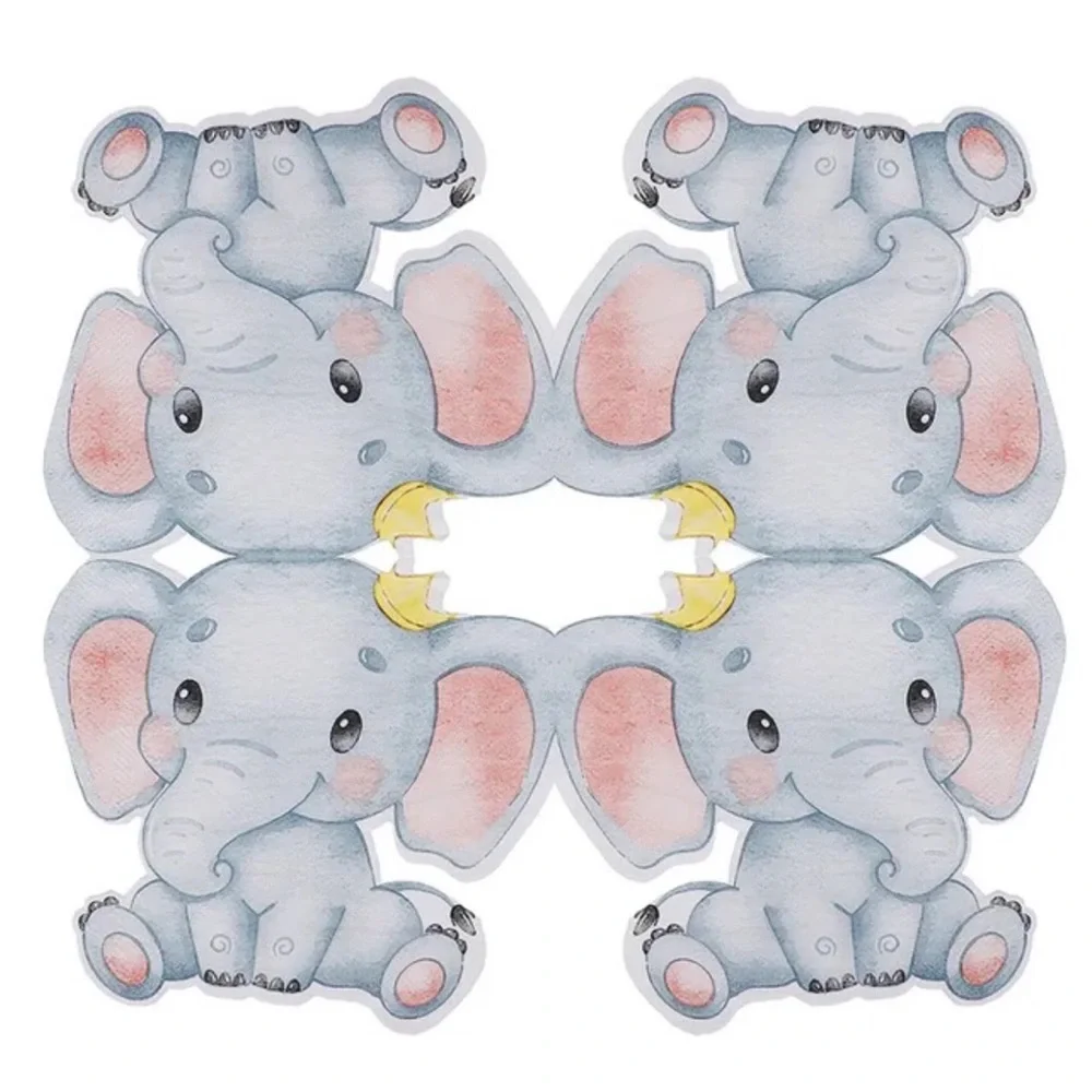 Baby Elephant Shaped Large Paper Napkins for Boy or Girl Baby Shower, 20 ct